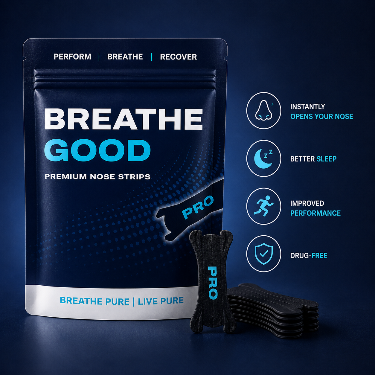 Breathe Good Magnetic nasal strips- pack of 15 strips